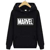 Толстовка чорна Marvel white logo  ⁇  худі марвел