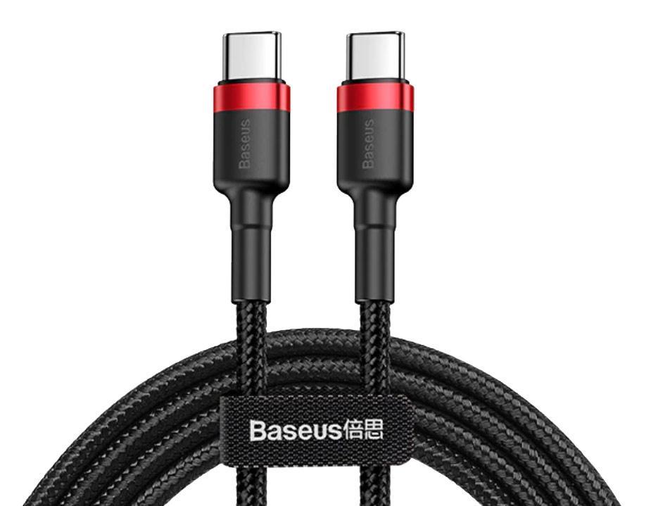 Кабель Baseus Cafule Type-C to Type-C 60W PD Quick charge 1m (CATKLF-I91) - Black Red