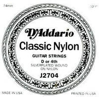 Струна для классической гитары D'ADDARIO J27H04 SILVER CLASSICS CLEAR NYLON D