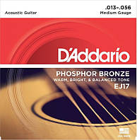 Струны для акустической гитары D'ADDARIO EJ17 Phosphor Bronze 13-56 Medium