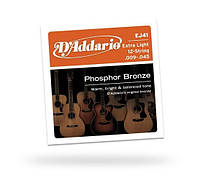 Струны для акустической гитары D'ADDARIO EJ41 Phosphor Bronze 12-String Extra Light