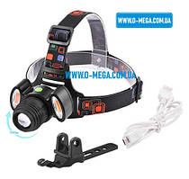 Ліхтар велосипедний + на лоб Police 2118Bike/3117-T6+2COB (red), ЗП, вбудований акумулятор, кріплення на кермо