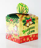 Новорічна упаковка для цукерок Куб з бантом 800 г. Н22, фото 4