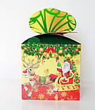 Новорічна упаковка для цукерок Куб з бантом 800 г. Н22, фото 5