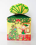 Новорічна упаковка для цукерок Куб з бантом 800 г. Н22, фото 6