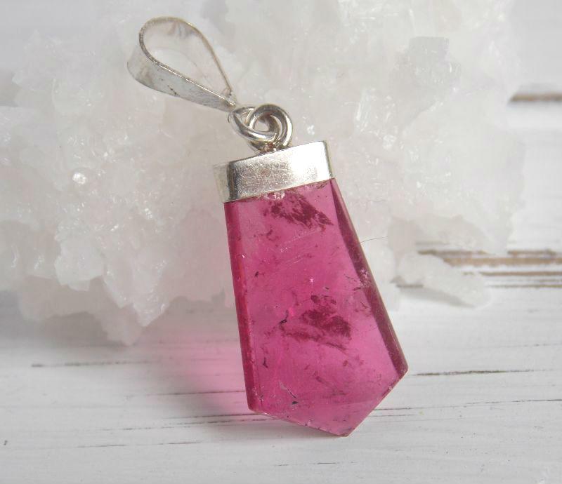 Срібний кулон з рожевим турмаліном №5, фото 1