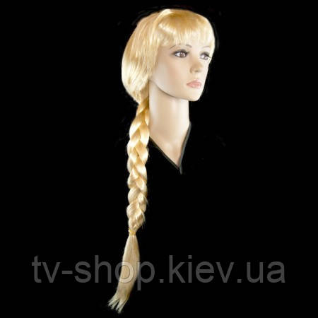 Перука карнавальний коса з челкою, 75 см