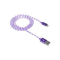Кабель USB Canyon - Lightning 1м, Purple (CNE-CFI3P) в обплетенні