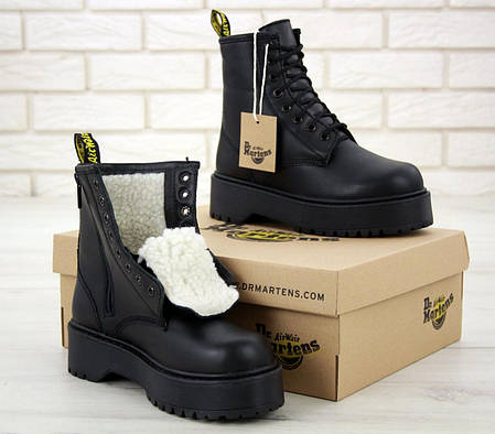 Жіночі черевики Dr.Martens Black mono JADON шкіра, ЗИМА чорні. ТОП Репліка ААА класу., фото 2