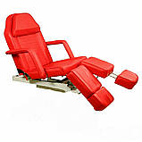 Педикюрное крісло кушетка з роздільним підніжкою в червоній оббивці, фото 2