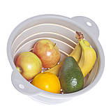 Друшляк силіконовий складний (D=26,5см, сірий). Преміум силікон харчовий., фото 2