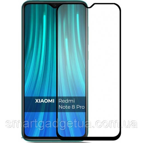 Захисне скло 9D 9H Повної обклейки для Xiaomi Redmi Note 8 Pro Захоплення скло