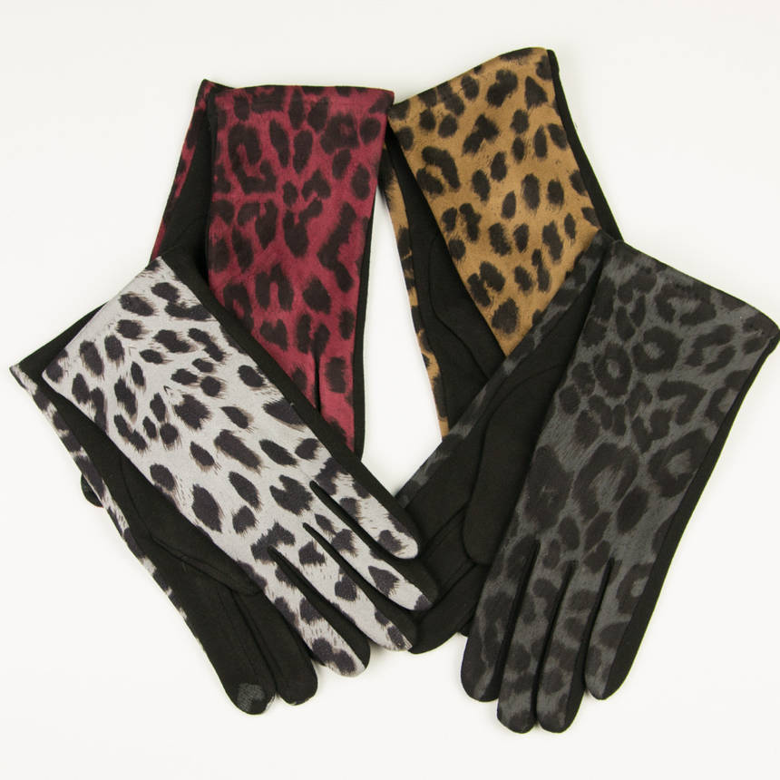Оптом женские леопардовые перчатки из искусственной замши № 19-1-52, фото 2