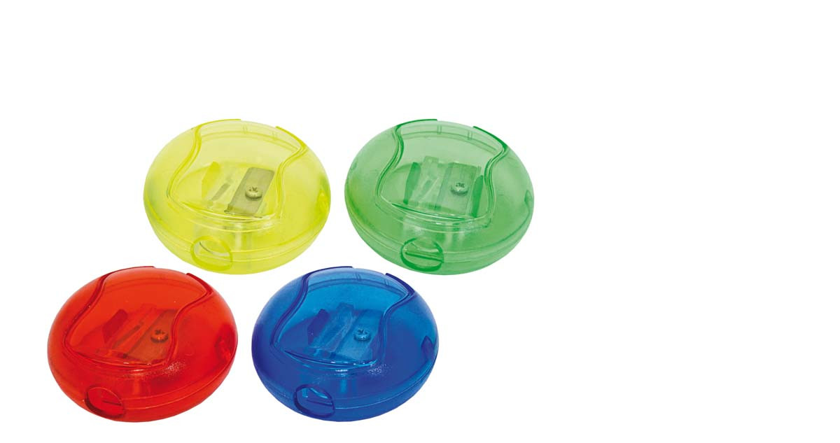 Точилка кольорова "Кругла" з контейнером, довжина леза 2.3см new