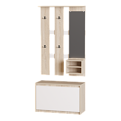 Маленька компактна стильна міні прихожа 80 см з вішалкою та тумбою для взуття дуб сонома Мікс Еверест