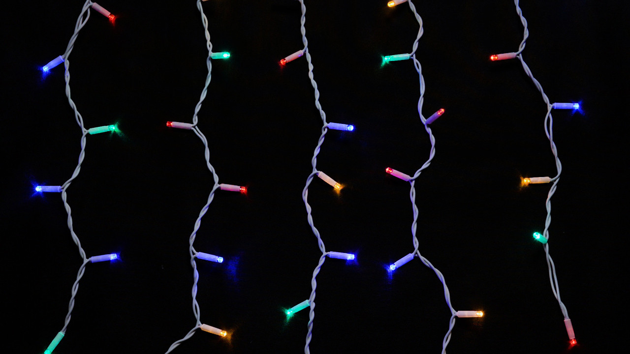 Гірлянда є icicle 7 Вт мультиколір,провід чорний або білий 75 LED бахрома 2x0,7м IP44 для вулиці (90012956)