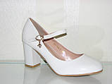 Жіночі білі весільні туфлі на середньому підборі для нареченої з ремінцем 36, фото 8