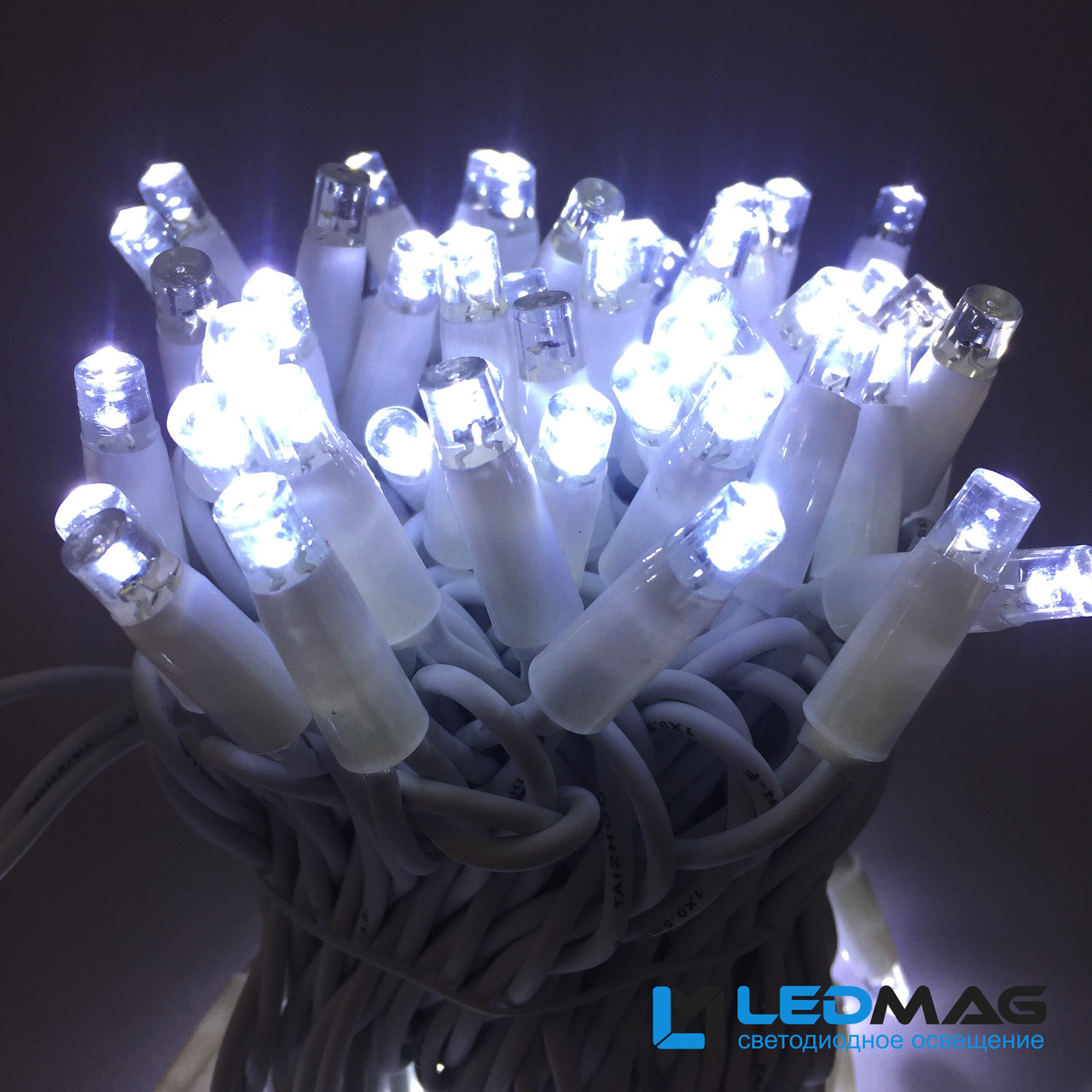 Гірлянда нитка вулична для дерев Біла на білому проводі 10м 100LED PROF