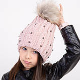 Шапка в'язана для дівчаток з помпоном Розмір 52-54 Мікс колір. 2341(52-54) Vertex Україна, фото 2