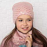 Комплект для дівчаток Шапка+хомут Розмір 52-54 З помпоном Мікс колір. 2373(52-54) Vertex Україна, фото 3