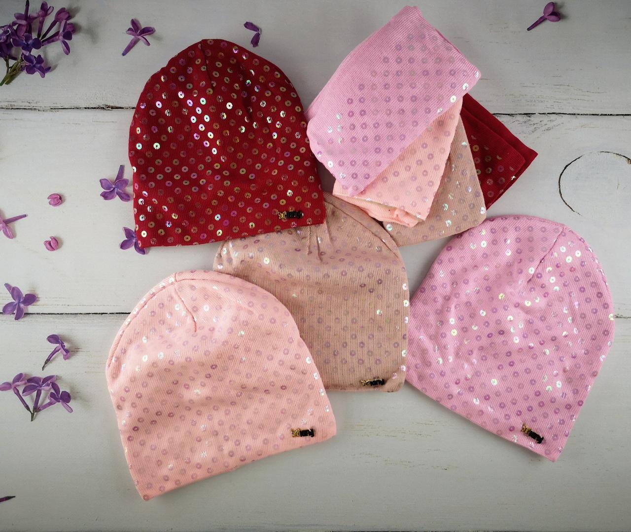 Комплект для дівчаток Шапка+хомут Розмір 52-54 З помпоном Мікс колір. 2373(52-54) Vertex Україна, фото 1