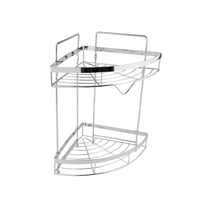 Хромована поличка кутова 2-ярусна для ванної кімнати Potato P329-2, фото 1
