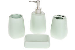 Аксесуари для ванни: дозатор, підставка для зубних щіток, стакан, мильниця, колір - м'ятний