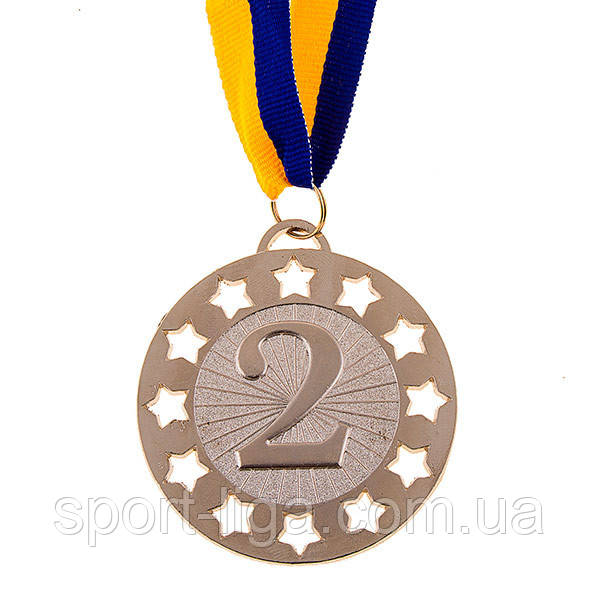 Медаль нагородна зі стрічкою 65 мм срібна