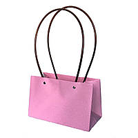 Влагостойка сумка-трапеция для цветов, 13х11х23 см, розовая