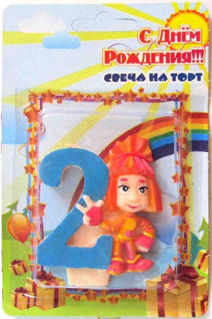 Свічка в торт цифра Фіксики "2" 1098