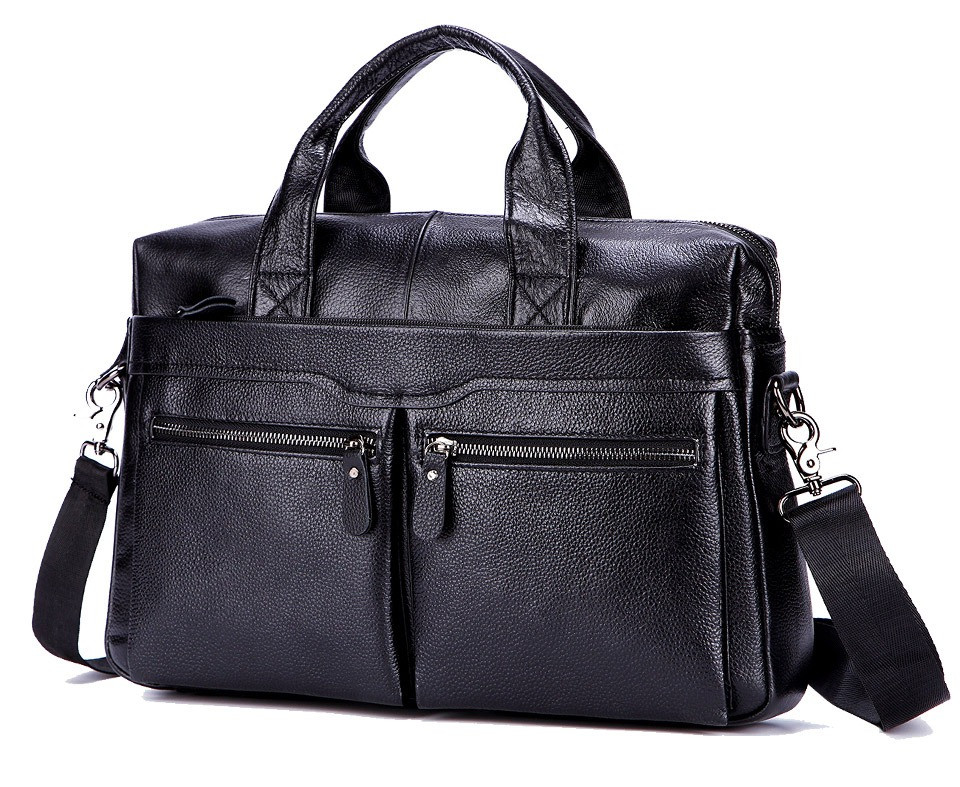 Чоловічий портфель із натуральної шкіри Шкіряний портфель чоловічий Сумка-портфель чоловічий для ноутбука Чорний, фото 1