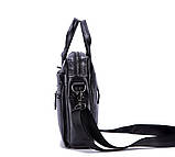 Чоловічий портфель із натуральної шкіри Шкіряний портфель чоловічий Сумка-портфель чоловічий для ноутбука Чорний, фото 5