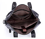 Чоловічий портфель із натуральної шкіри Шкіряний портфель чоловічий Сумка-портфель чоловічий для ноутбука Чорний, фото 7