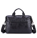 Чоловічий портфель із натуральної шкіри Шкіряний портфель чоловічий Сумка-портфель чоловічий для ноутбука Чорний, фото 4