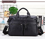 Чоловічий портфель із натуральної шкіри Шкіряний портфель чоловічий Сумка-портфель чоловічий для ноутбука Чорний, фото 10