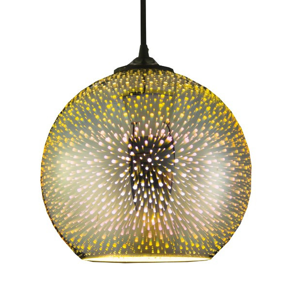 Світильник підвісний "QUANTUM" Е27 3D-ефект (круглий) хром