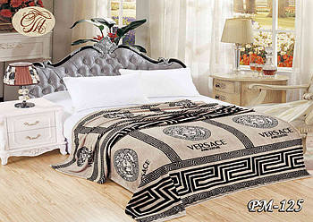 Плед з флісу Версаче бежевий (200х220)