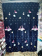 Плед з флісу Фламінго на синьому (160х210), фото 2