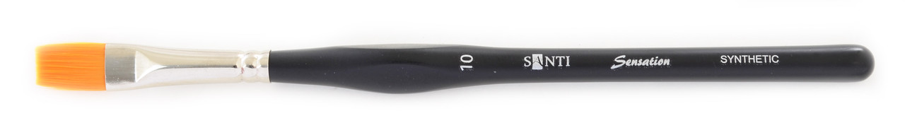 Пензель худож. синтетика "Santi Sensation", коротка ручка з вигином, плоский, №10.