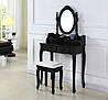 Туалетний столик Wooden Dresser C4B чорний з дзеркалом + табурет (9084), фото 6