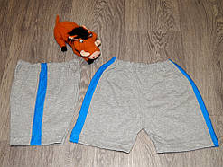 Дитячі шорти сірі, із синім лампасом , Дитячі шорти та футболки з іменами для садків