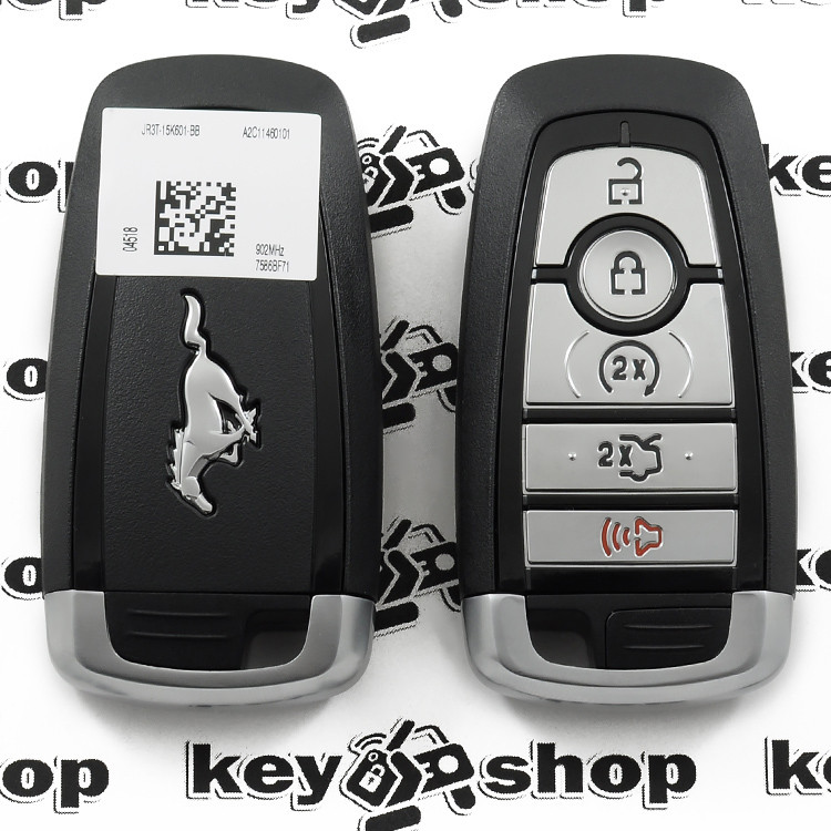 Оригинальный смарт ключ для Ford Mustang (Форд Мустанг) 4 + 1 кнопки, чип ID 49 (Hitag Pro), 902 MHz - фото 1 - id-p1066164822