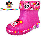 Гумові чоботи для дівчинки зі світною підошвою, рожеві, розмір 30