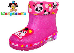 Гумові чоботи для дівчинки зі світною підошвою, рожеві, розмір 31.