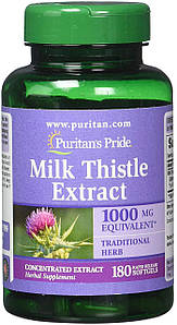 Розторопша для печінки Puritan's Pride Milk Thistle 4:1 1000 мг (Силімарин) 180 капс.