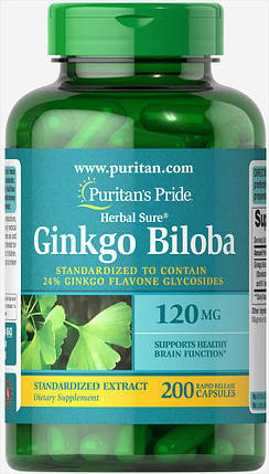 Гінкго Білоба Puritan's Pride Ginkgo Biloba 120 мг 200 капс., фото 2