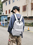 Рюкзак великий BE YOUR STYLE чоловічий жіночий чоловічий жіночий шкільний портфель сірий, фото 7