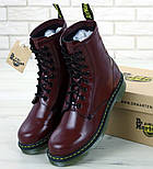 Жіночі зимові черевики Dr. Martens 1460 Bordo ТЕРМО без хутра 36-40рр. Реальне фото. Мартінси чоботи, фото 2