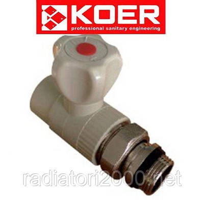 Koer кран радіаторний прямий 25*3/4 Н з антипротіканням