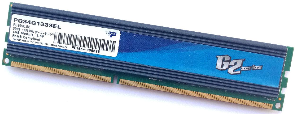 Игровая оперативная память Patriot DDR3 4Gb 1333MHz PC3-10600U CL9 (PG34G1333EL) Б/У